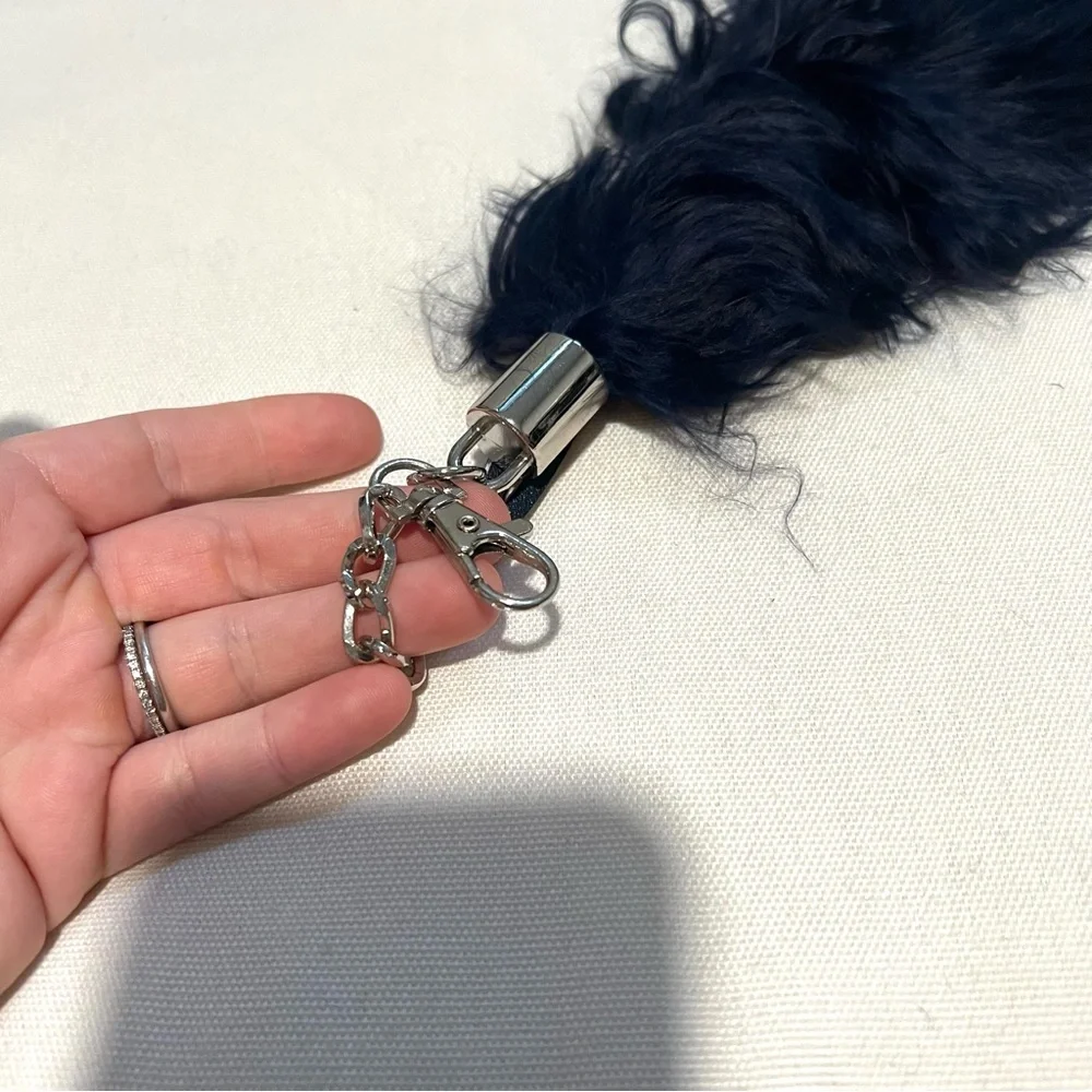 NWT NEW Navy Blue Feathery Soft Key Chain Key Holder